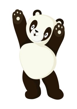 Stylize panda tüm vücut çizimi. Basit panda simgesi veya logo tasarımı