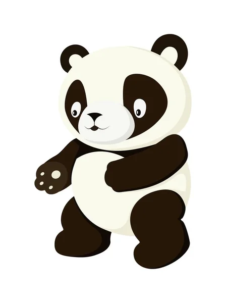 Stylized panda full body drawing. Simple panda bear icon or logo design — 스톡 벡터