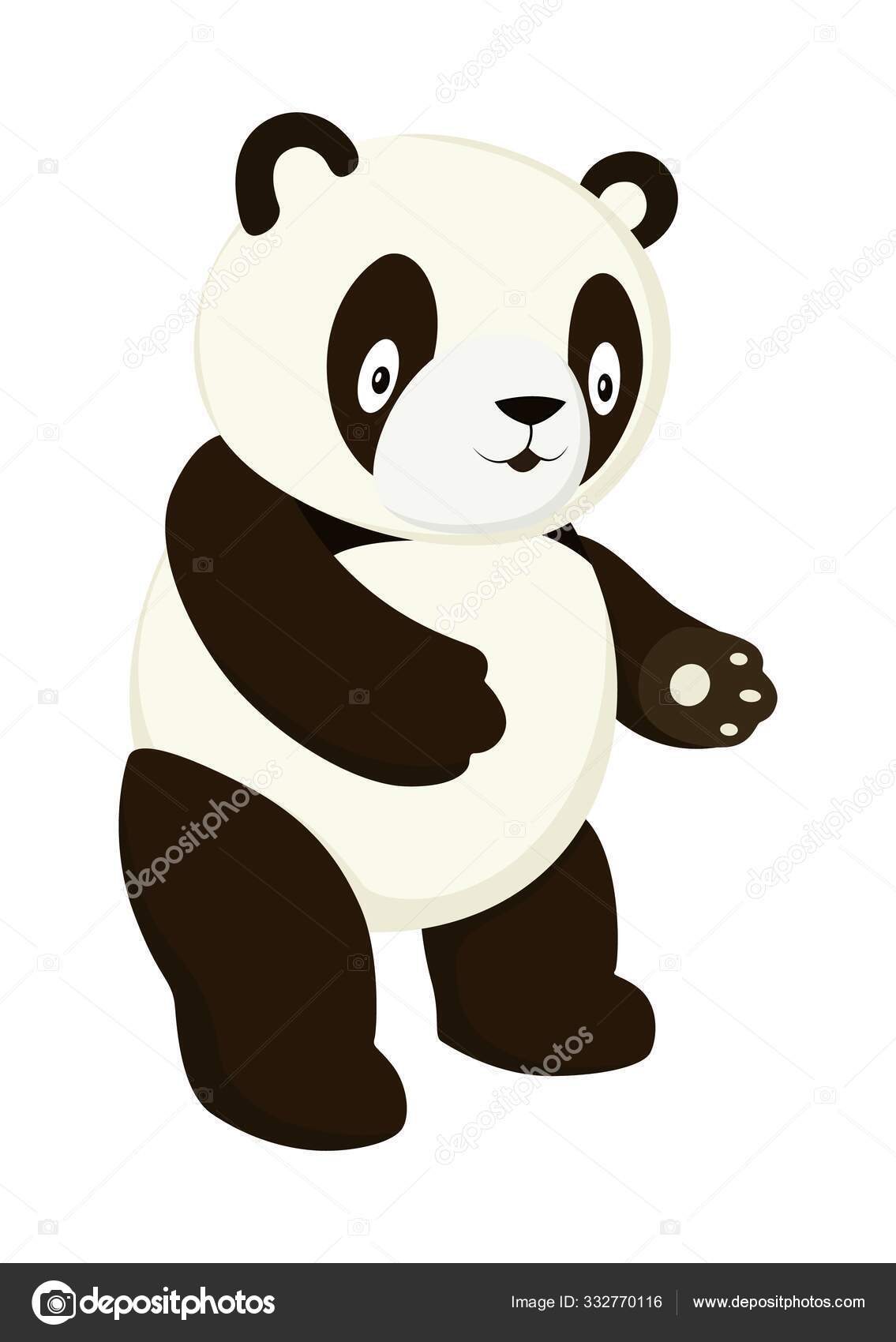 Conjunto Com Imagens De Urso Panda Dos Desenhos Animados, Preto E