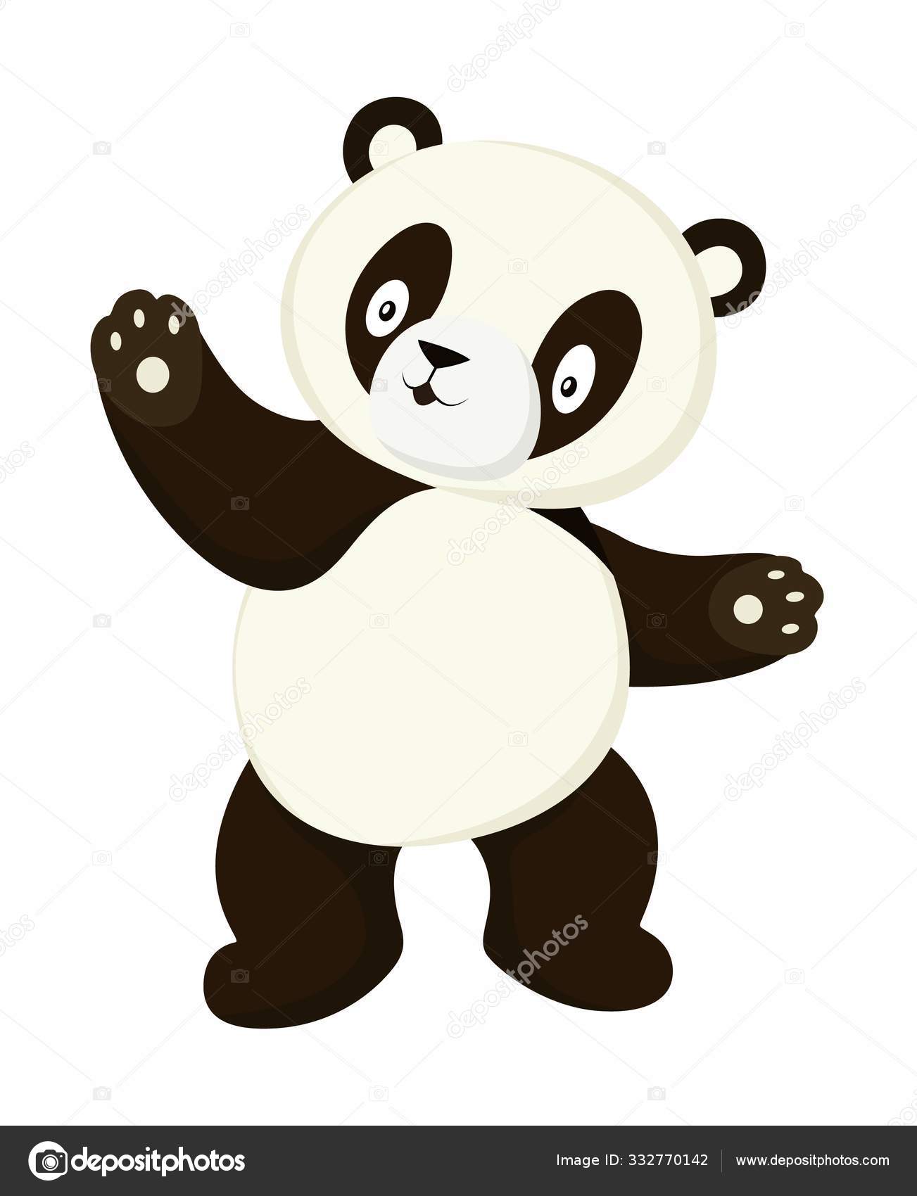 Estilizado panda desenho de corpo inteiro. Ícone de urso panda