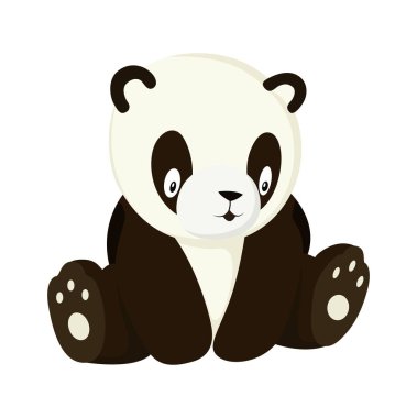 Stylize panda tüm vücut çizimi. Basit panda simgesi veya logo tasarımı