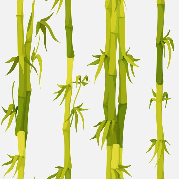 Vector background with green bamboo stems seamless pattern — 스톡 벡터