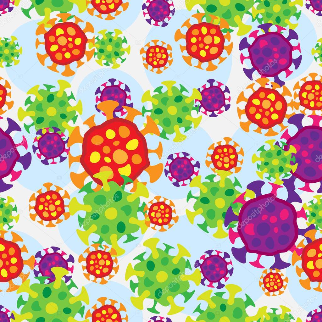 Flat simple cartoon bacterium seamless science pattern