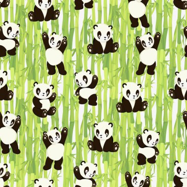 Kawaii panda ayıları. Çeşitli şekillerde şirin pandalar kusursuz pozlar veriyor.