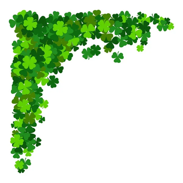 St. Patricks corner border of shamrock. Vector illustration — Stok Vektör