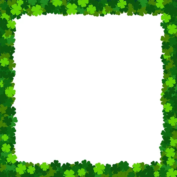 Shamrock St Patricks frame. Blank holiday irish clover border postcard — 图库矢量图片