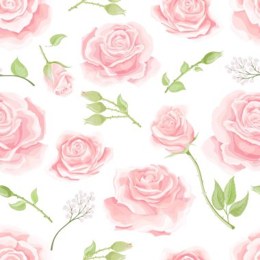 Pembe güllerle kusursuz desen. Klasik çiçek arkaplanı