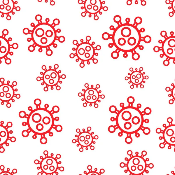 Seamless pattern red symbol bacterium coronavirus on a white background. — Stock Vector