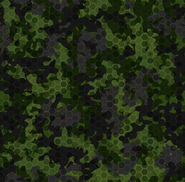 Camuflaje del bosque oscuro. Patrón sin costura textura de fondo — Vector de stock