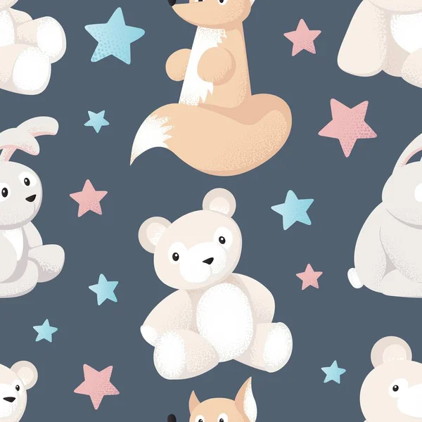 Animal kid characters baby textile design vector seamless background