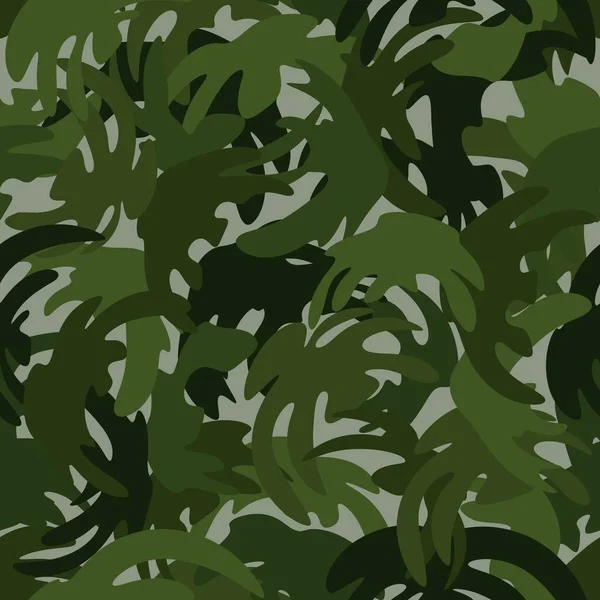 Patrón sin costuras de camuflaje estilo selva. Formas de follaje y ramas — Vector de stock