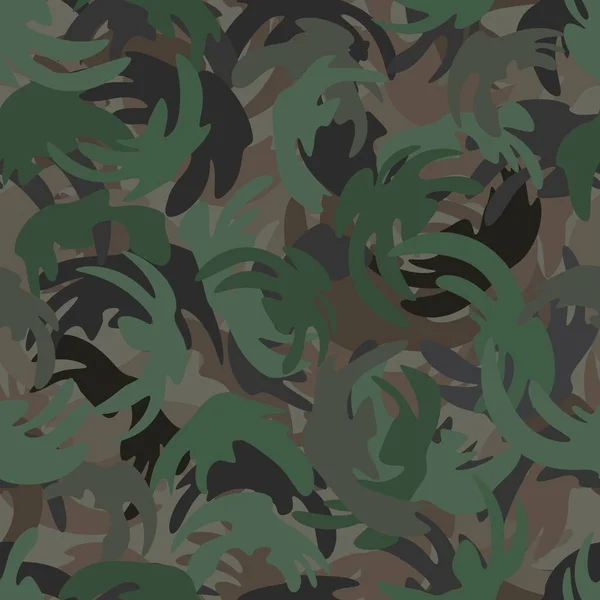 Style jungle camouflage motif sans couture. Formes de feuillage et de branches — Image vectorielle
