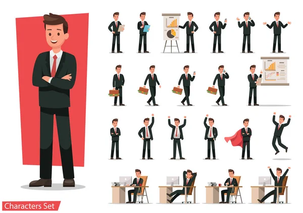 Set Design Del Personaggio Businessman — Vettoriale Stock