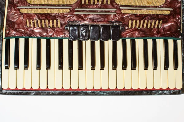 Detalles de un acordeón viejo, vista de cerca — Foto de Stock