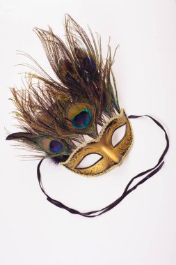 Bir karnaval maske tüy ile altın