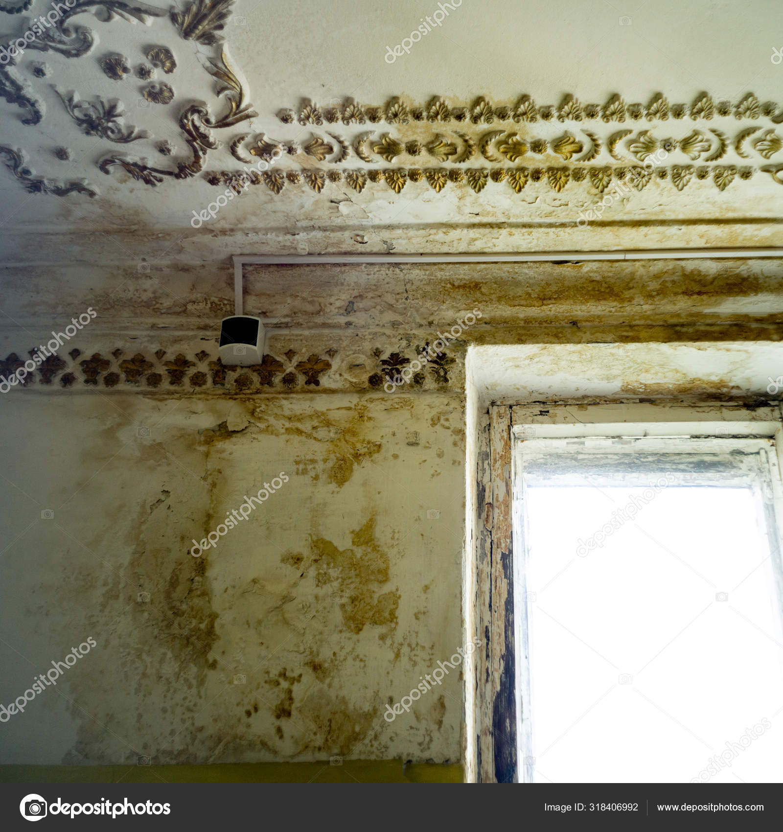 Rain Water Leaks On The Ceiling Causing Damage Peeling