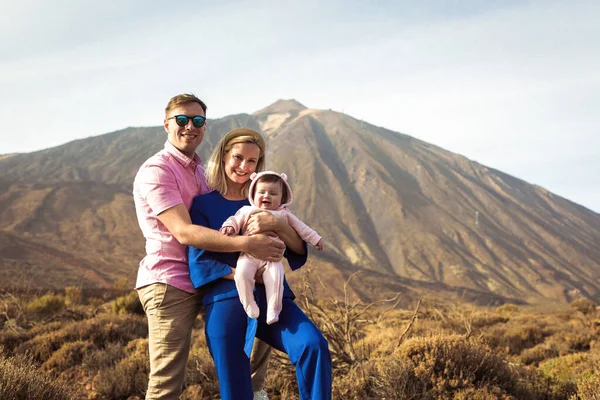 stock image family trip to volcano