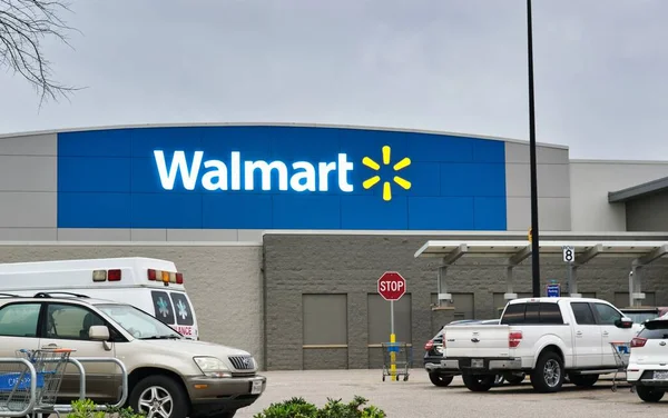 Houston Texas Usa 2020 Walmart Supercenter Store Exterieur Houston Voertuigen — Stockfoto
