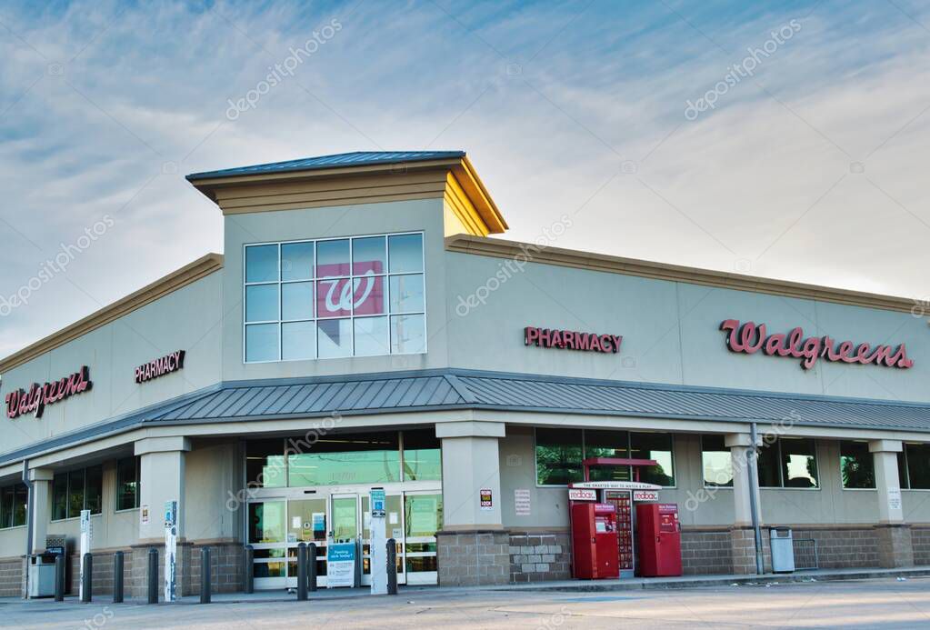 Houston, Texas/USA 04/01/2020: Walgreens store and pharmacy in Houston, TX on Bammel Rd. Founded in 1901 Chicago Illinois it is the second largest US pharmacy store and can be found in all 50 US states.