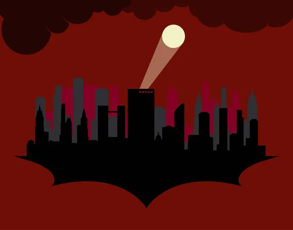 Silhouette Gotham Dark Gotham Gotham City — Stockvektor