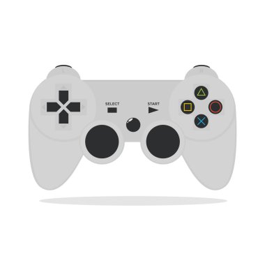 Beyaz Joystick Vektör İllüzyonu Beyaz Arkaplanda İzole Edildi. Beyaz Oyun Kolu Playstation