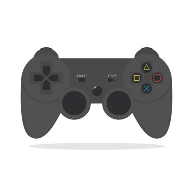 Siyah Joystick Vektör İllüzyonu Beyaz Arkaplanda İzole Edildi. Siyah Joystick Playstation