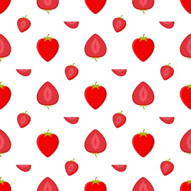 Kırmızı Çilek Kusursuz Desen. Dilimlenmiş Çileksiz Desen