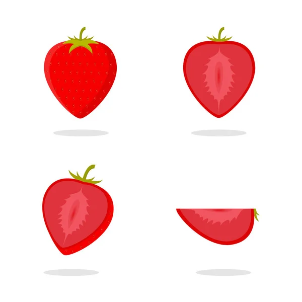 Strawberry Vector Strawberry Set Slice Strawberry Vector Strawberry Illustration Strawberry — 스톡 벡터