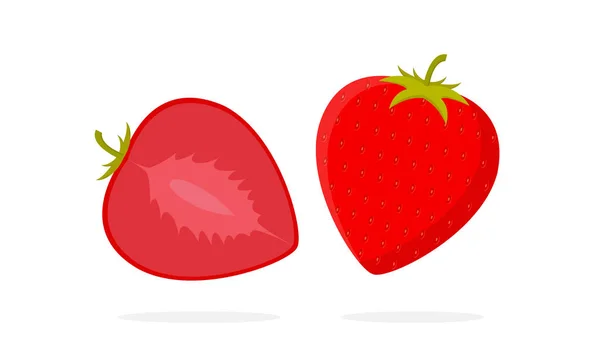 Strawberry Vector Slice Strawberry Strawberry Illustration Strawberry Flat Minimalist Style — 스톡 벡터
