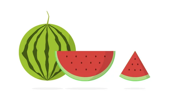 Watermelon Vector Slice Watermelon Watermelon Illustration Fresh Watermelon Flat Minimalist — 스톡 벡터