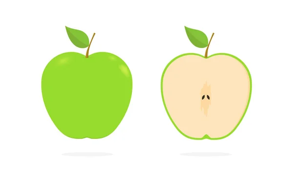 Green Apple Vector Illustration — 스톡 벡터
