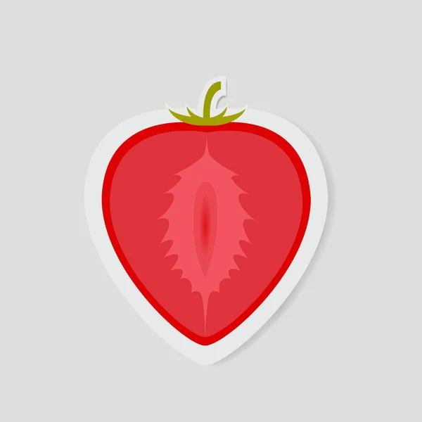 Strawberry Slice Vector Paper Art Illustration — 스톡 벡터