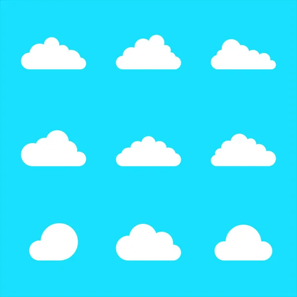 Cloud Vector Cloud Set Collection Blue Background — 스톡 벡터