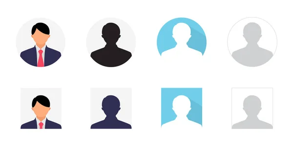 Unbekanntes Männliches Profil Avatar Vector Profilbüro Icon Set — Stockvektor