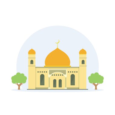 İslam Camii Vektör İllüstrasyonu, Düz Cami Simgesi