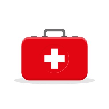 Kırmızı İlaç Kutusu Vektör İllüstrasyonu, İlk Yardım Çantası Resmi