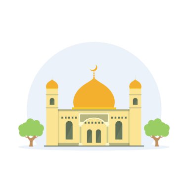 İslam Camii Vektör İllüstrasyonu, Düz Cami Simgesi