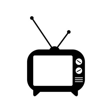 Eski Televizyon Simgesi Vektörü, Siyah TV Görüntüsü