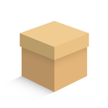 Kapalı Kare Karton Kutu Vektör İllüstrasyonu. Karton Kutu Simgesi Kalıbı