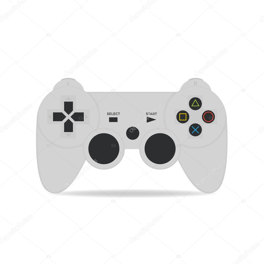 White Joystick Vector Illustration. Gaming Controller Icon Image