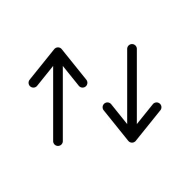 Siyah yukarı ve aşağı simge resmi. Ok İmzası ve Sembol Vektörü