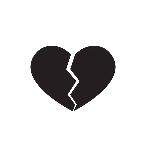 Black Broken Heart Icon Divorce Heartbreak Vector — Stock Vector