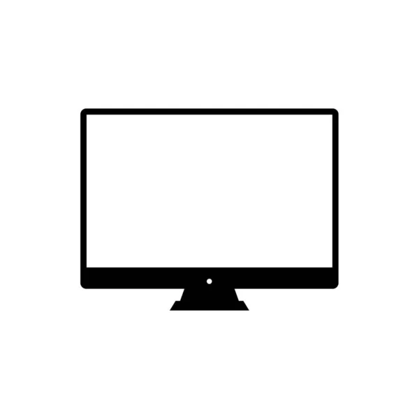 Computer Monitor Icon Vector Image Bureau Noir Sur Fond Blanc — Image vectorielle