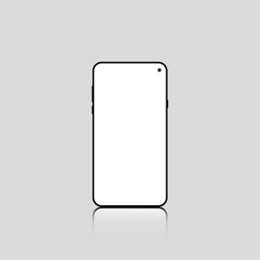 Çerçevesiz Akıllı Telefon Mockup Vektörü. Beyaz Ekran Cep Telefonu Simgesi