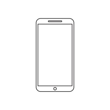 Siyah Taslak Akıllı Telefon Simge Vektörü. Cep Telefonu Resminin Satır Sanatı
