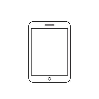 Siyah Taslak Tablet Bilgisayar Simgesi Vektörü. Sekme Tasarımı Satırı