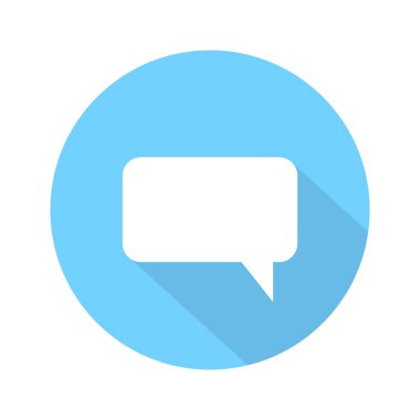 Düz Tasarımda İleti Simgesi Vektörü. Yorum ve Geribildirim Sembol Düğmesi