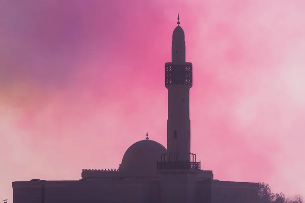 Mosquée Islamique Dans Ciel Brumeux Coloré Dans Combat Guerre Conflit — Photo