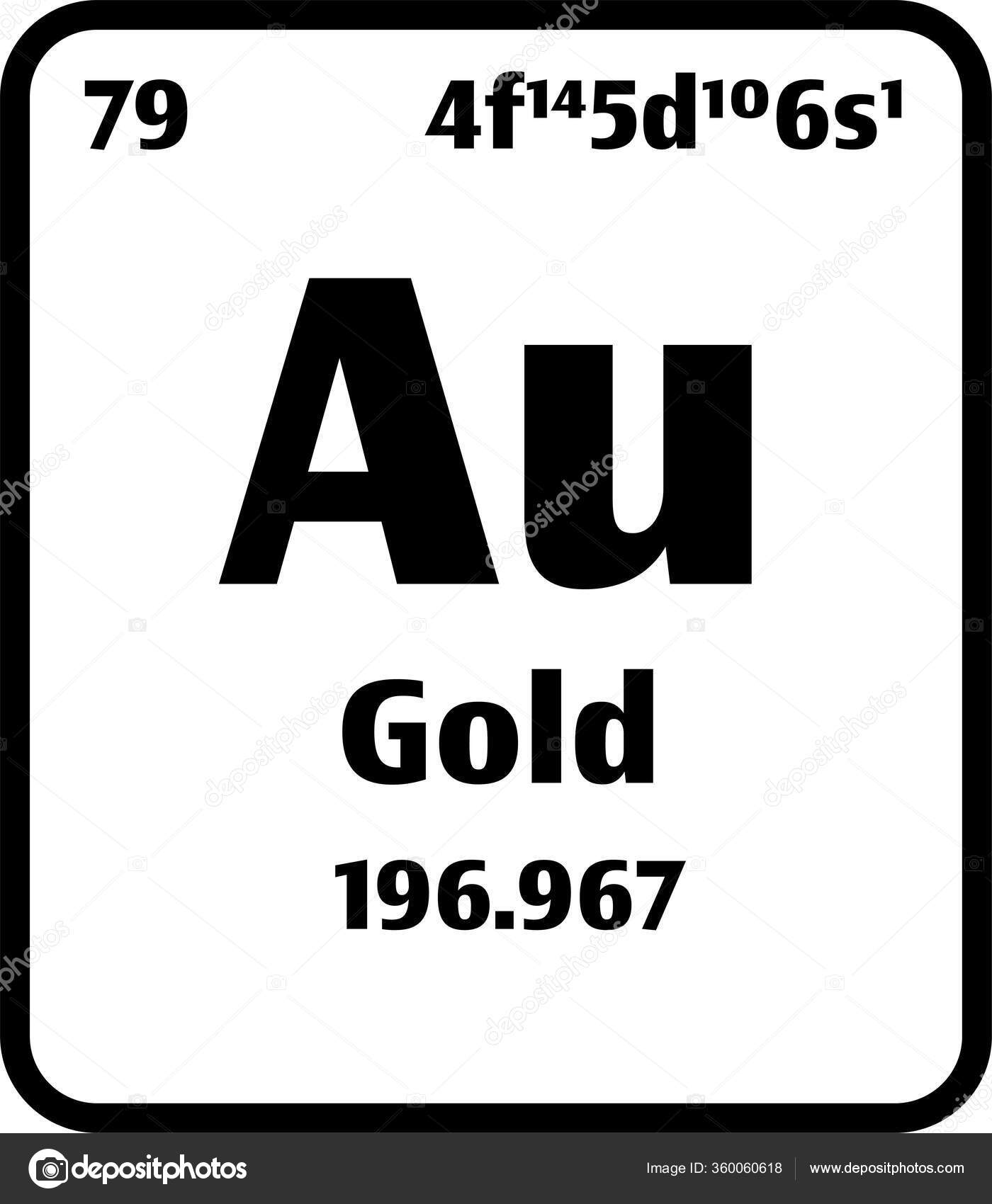 Кнопка Gold Черно Белом Фоне Периодической Таблице Элементов.