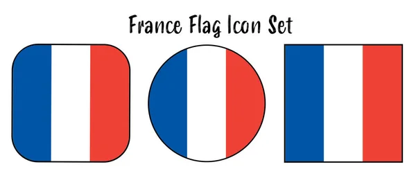 France Flag Button Set Afgerond Cirkel Vierkant Voor Europese Drukknop — Stockvector